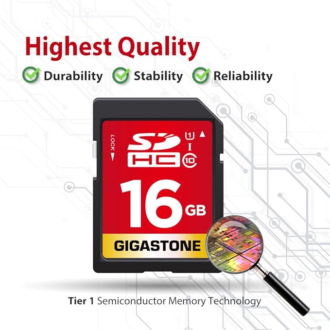 GIGASTONE 16GB SD Card UHS-I U1 Class 10 SDHC Memory Card High-Speed Full HD - Image 7