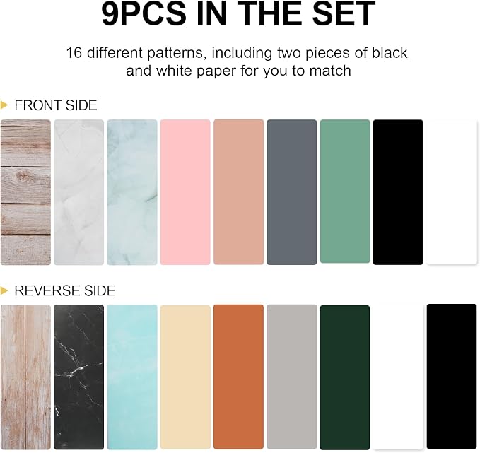 Meking 9PCS 16Patterns Product Photography Backdrops, Photo Background Flat Lay - Image 7
