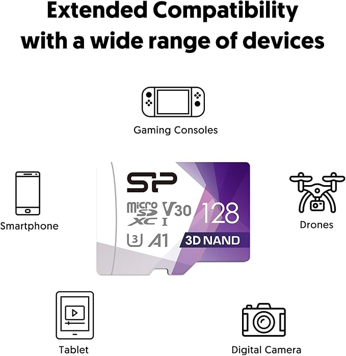 Silicon Power 128GB Micro SD Card U3 SDXC Up to 100MB/s High Speed Memory Card - Image 3