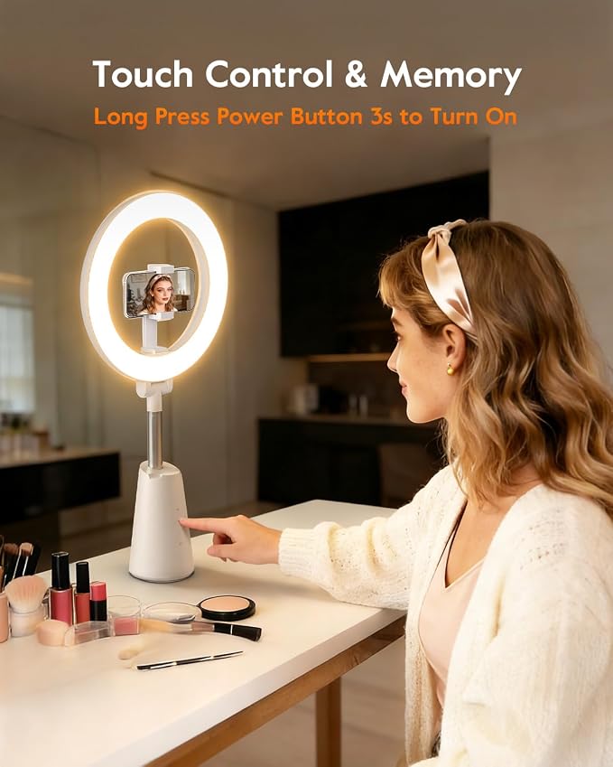 Ring Light for Makeup and Video Recording, Touch Control, Dimmable LED Selfie - Image 8