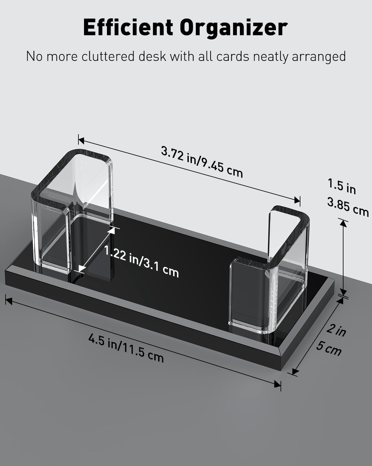 Uniclife 2 Pack Acrylic Business Card Holder for Desk 1 Slot Clear Horizontal Business Card Stand for Men & Women Desktop Name Card Display Stand Card Organizer for Office Exhibition, 60 Card Capacity