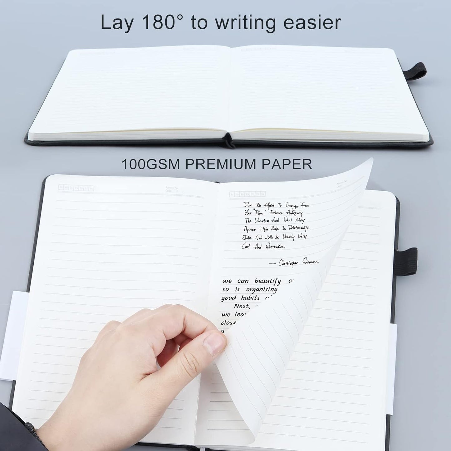 KaiRuiYing Lined Journal Notebook, 160 Pages, 5.5'' × 8.6'' A5 Size, College Ruled, 100 GSM Thick Paper, Leather Hardcover Bullet Journal for Men & Women Available for Writing, Work, Office, Diary