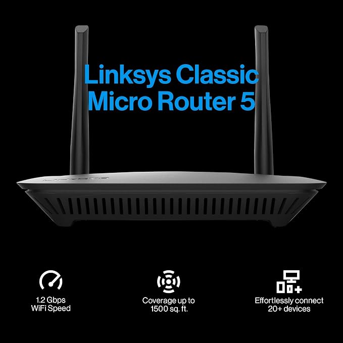 Linksys WiFi 5 Router | 1, 500 Sq. ft Coverage | 20+ Devices | Speeds up to - Image 2