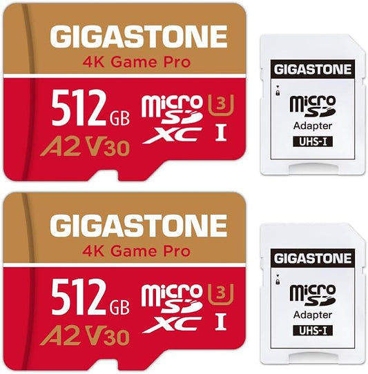 【for Switch 1 Only】 Gigastone 512GB Micro SD Card 2-Pack, 4K Game Pro, MicroSDXC by Gigastone