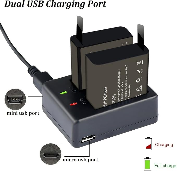 3 x 1050mAh Rechargeable Action Camera Battery - Image 2