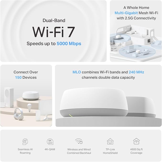 TP-Link Deco 7 BE25 Dual-Band BE5000 WiFi 7 Mesh Wi-Fi System | 4-Stream 5 Gbps - Image 3