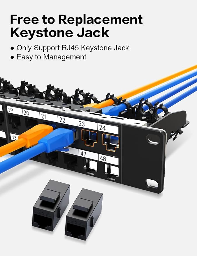 1U 48 Port Patch Panel Cat6 RJ45 Passthrough Patch Panel UTP - Image 5