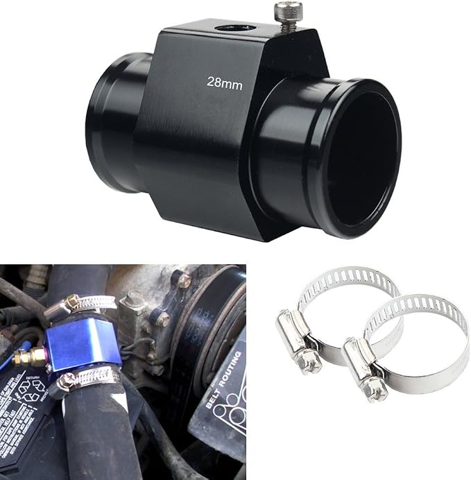 Dewhel Aluminum Black Water Temp Meter Temperature Gauge Joint Pipe Radiator by DEWHEL