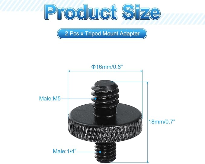PATIKIL Tripod Screw Adapter 1/4" Male to M5 Male, 18 mm - Image 2