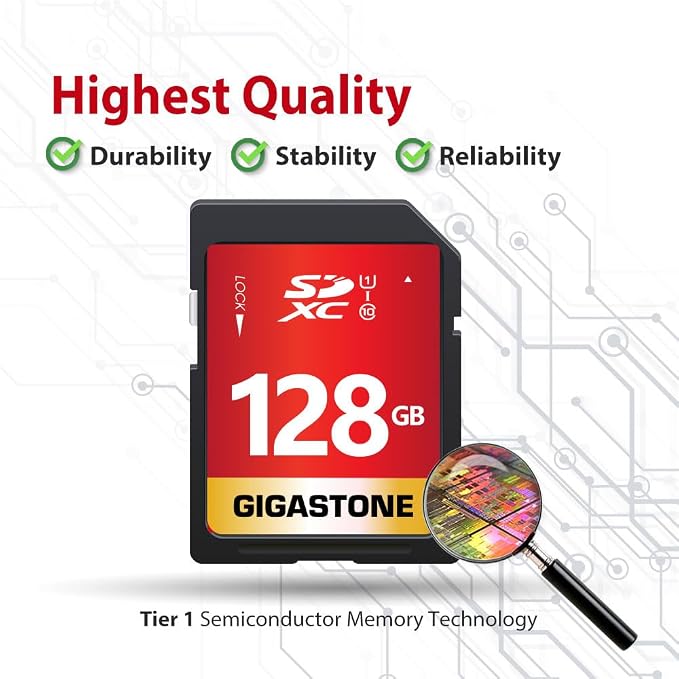 GIGASTONE 128GB SD Card 2-Pack UHS-I U1 Class 10 SDXC Memory Card High Speed - Image 7