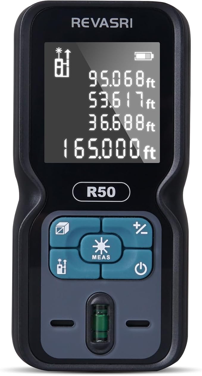 REVASRI Laser Distance Meter, 165 Feet Range, ±1/16inch Accuracy Laser by REVASRI
