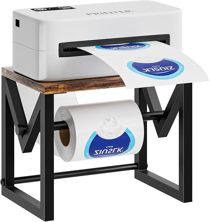 Marbrasse Label Holder for Rolls and Fanfold Labels, Wood Label Printer Holder by Marbrasse