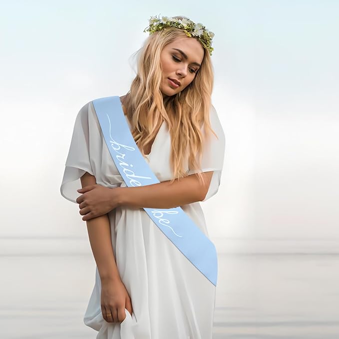 MILVOWOC Blue Bride to Be Sash in Soft Satin, Bachelorette Party Wearable - Image 5