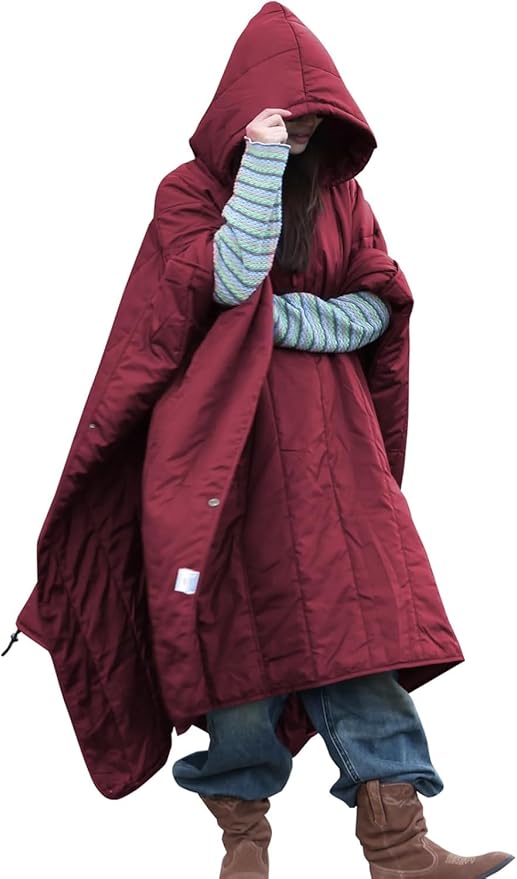 DUKUSEEK Outdoor Wearable Camping Blanket, Large Packable Backpacking Hooded by DUKUSEEK