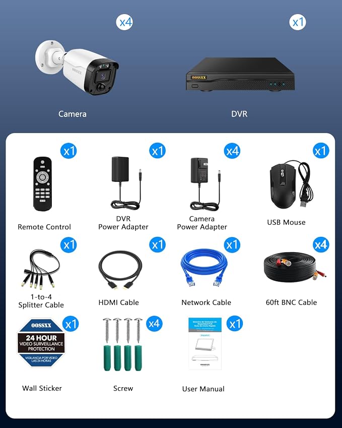 OOSSXX 5MP Wired Security Camera System Outdoor, 8CH DVR, 4 x 122° Wide Angle - Image 9