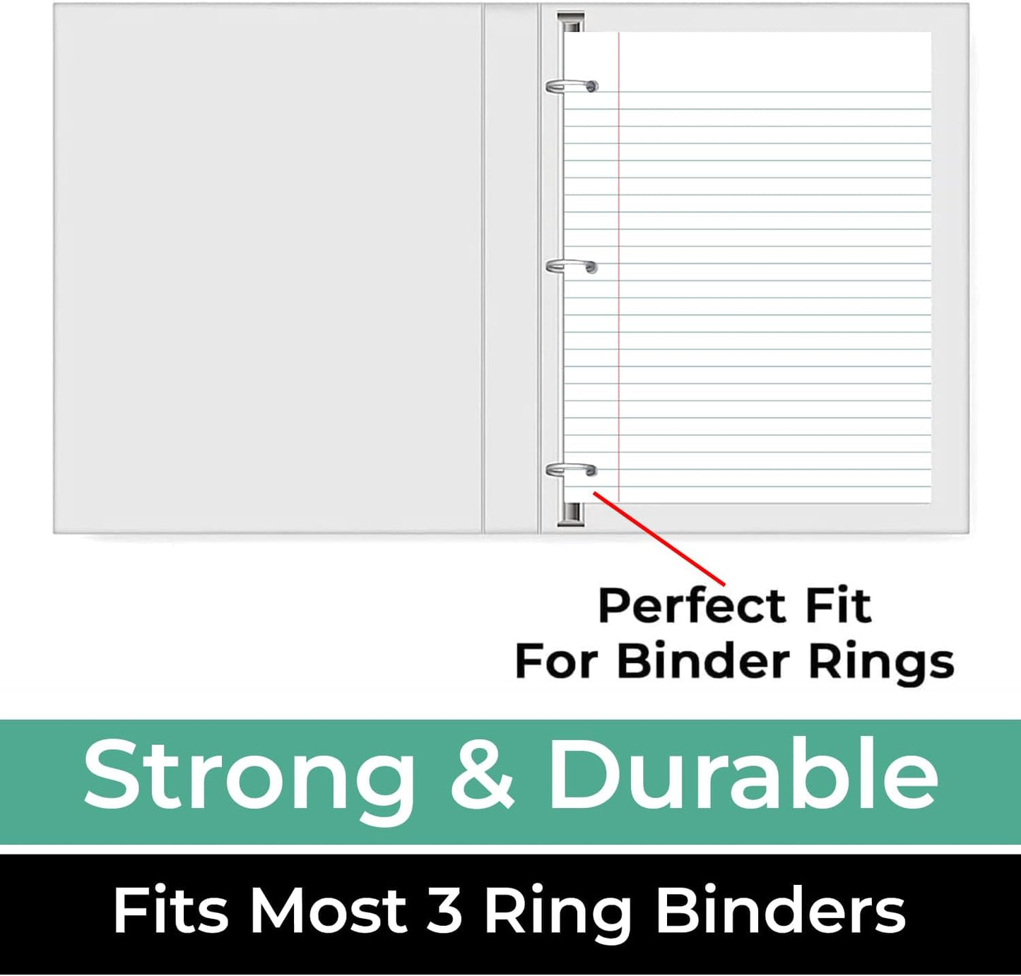 Loose Leaf Paper, 450 Sheets, 3 Pack, 56 gsm Wide Ruled Sheets, 8" x 10.5", Bulk Notebook Paper, 3 Hole Punched, 150 Sheets/Pack, Wide Ruled Paper for Binders, Loose Leaf Office Paper, White