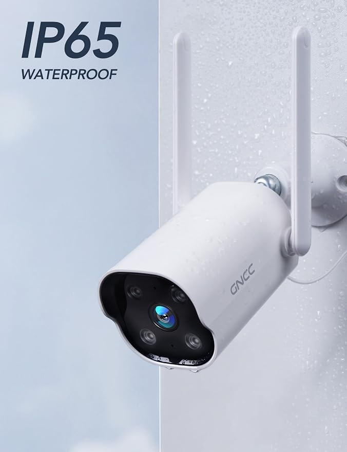 GNCC 2K Outdoor Security Camera, 24/7 Recording, 9.85ft Cord, No Battery - Image 2