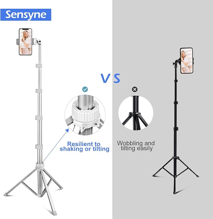 Sensyne 67" Phone Tripod & Selfie Stick, Extendable iPhone Tripod Stand - Image 6