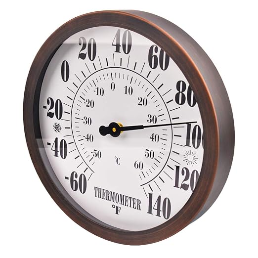12'' Indoor Outdoor Thermometer Large Numbers, Hanging Decorative Wall - Image 4