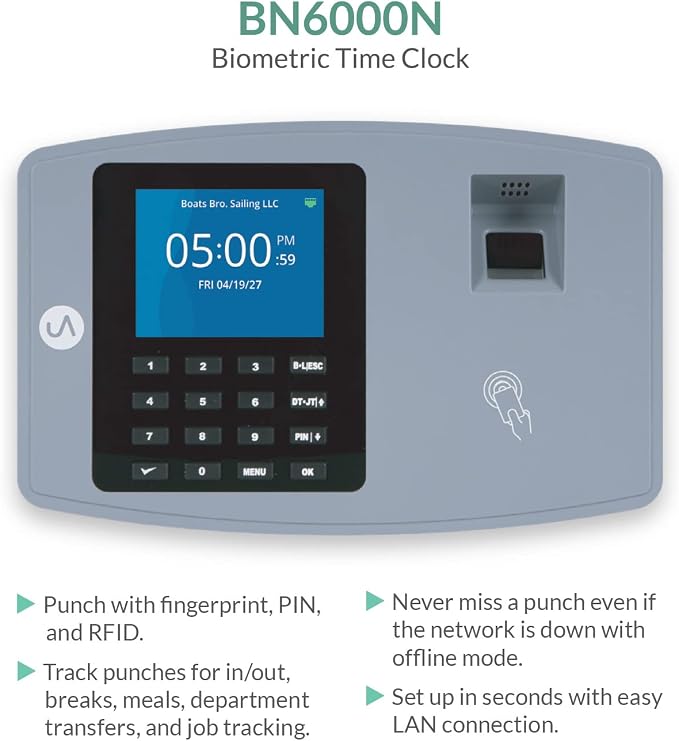 uAttend BN6000 Biometric Time Clock System - Image 2