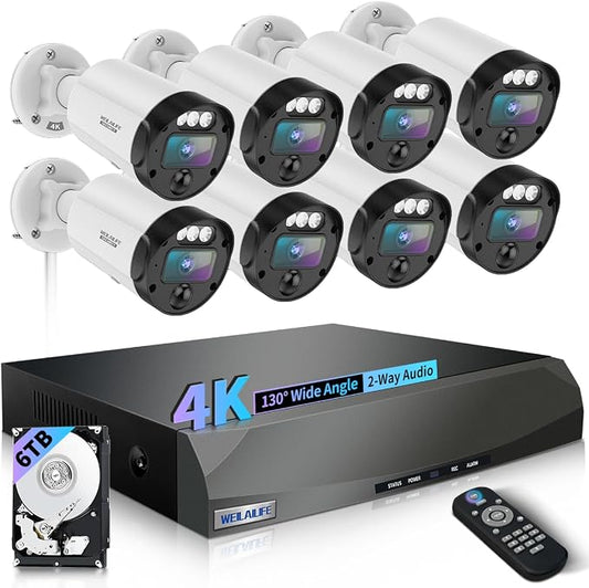 【130°Ultra Wide-Angle】 Outdoor Wired Security Camera System, Home Video by WEILAILIFE
