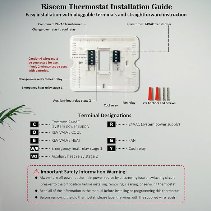 Thermostat for Heat Pump, NonProgrammable Thermostat for House, Conventional - Image 6