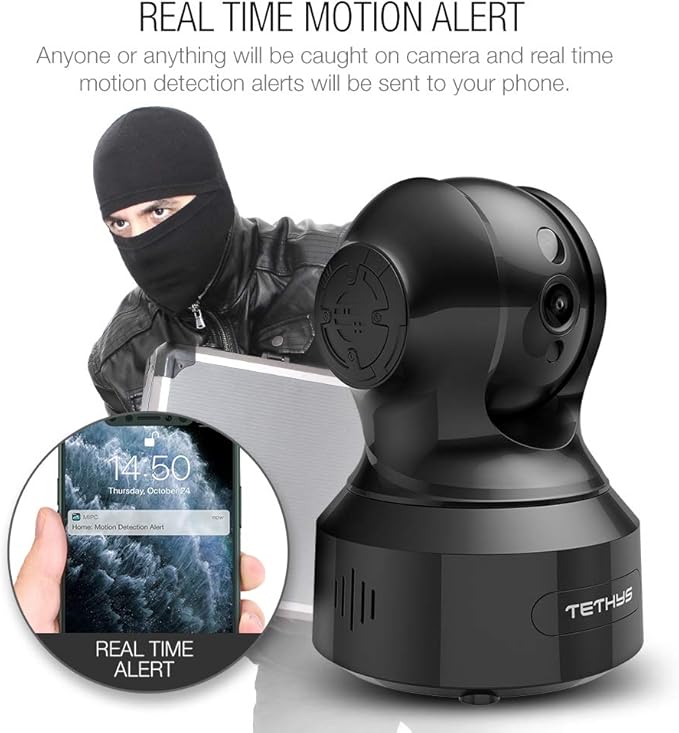 TETHYS Wireless Security Camera 1080P Indoor Pan/Tilt WiFi Smart IP Camera Dome - Image 5