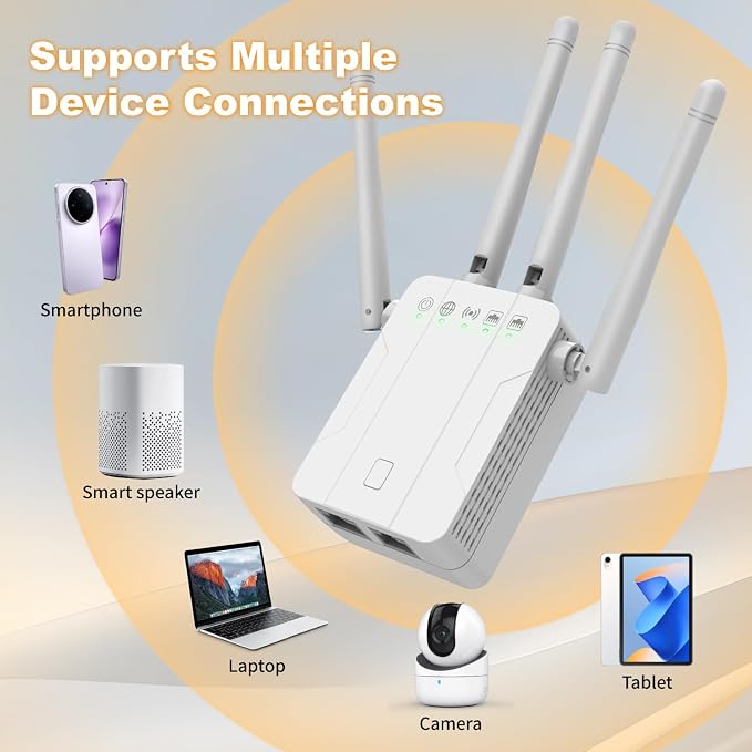 WiFi Extender 1300Mbps, Dual Band 2.4GHz 5GHz Signal Booster, Low Latency - Image 8