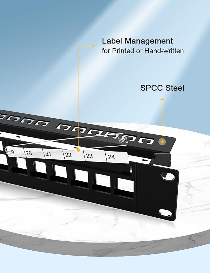 24Port Blank Keystone Patch Panel 1U 19" - Image 2