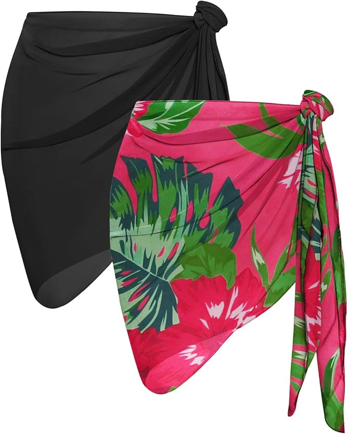 CHICGAL 2 Pieces Women Beach Sarong Bathing Suit Wrap Skirt Sheer Bikini by CHICGAL