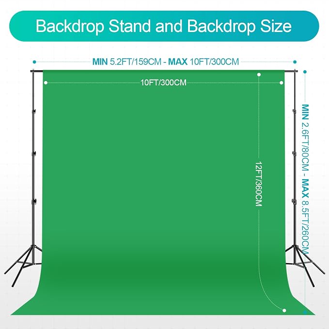 EMART 8.5 x 10 ft Backdrop Support System, Professional Photography Lighting Kit - Image 2