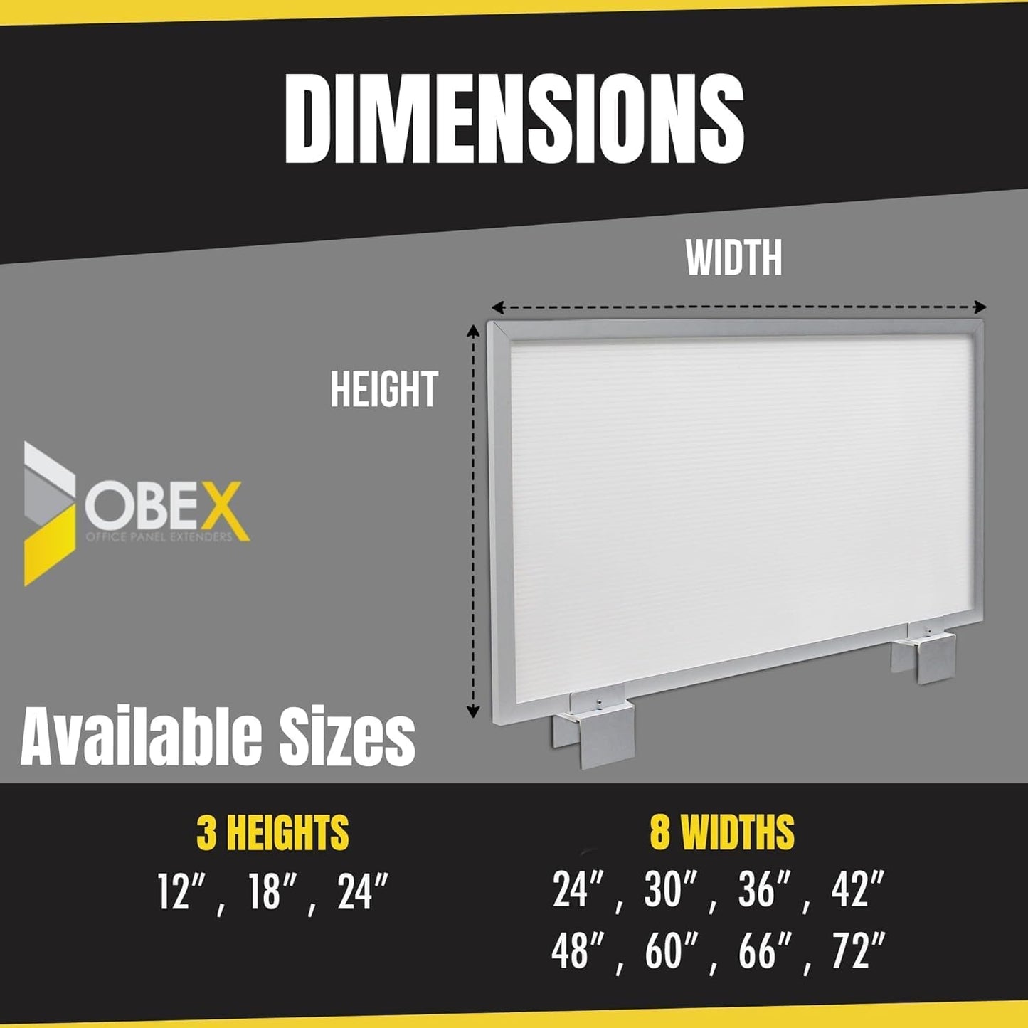 OBEX Privacy Screen & Office Panel Extender for Office Cubicles, Polycarbonate Desk Privacy Panel & Divider for Office Cubicle, 12" x 60", White