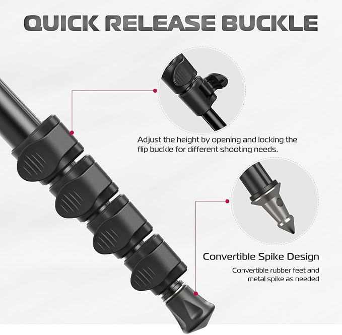 Acuvar Monopod with Integrated Safety Strap and 4 Section Extending Pole - Image 4