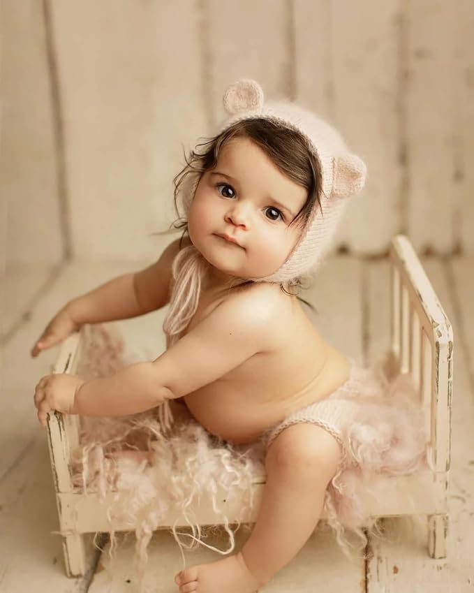 Newborn Photography Props Bed Prop White – Mini Wooden Baby Photography Bed - Image 4