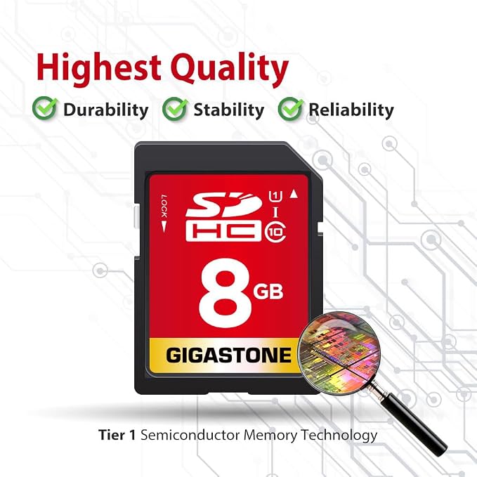 GIGASTONE 8GB SD Card 10-Pack UHS-I U1 Class 10 SDHC Memory Card Full HD Video - Image 7