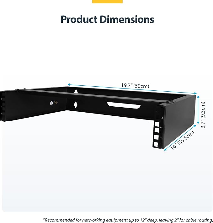 StarTech.com 2U Wall Mount Network Rack - 14 in Deep - 19" Patch Panel Bracket - Image 6