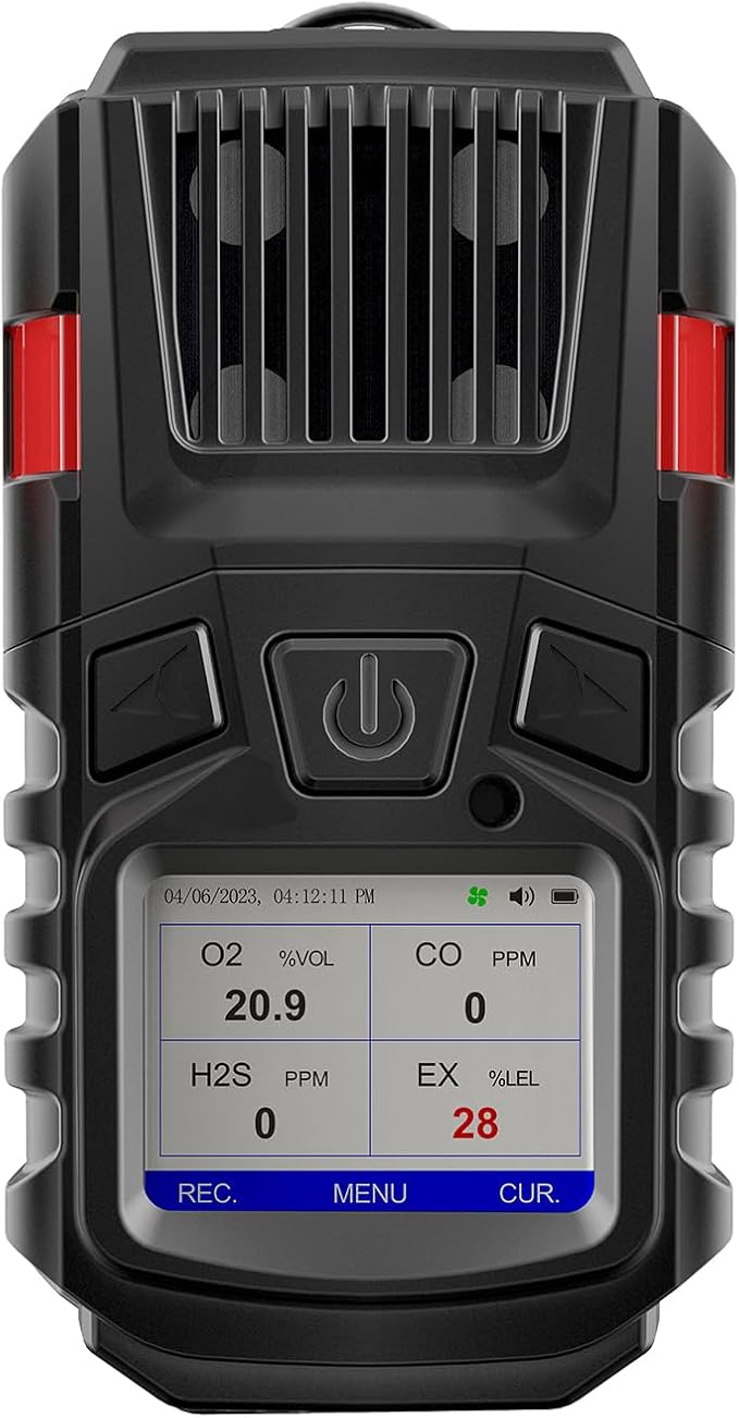 4 Gas Monitor Multi Gas Detector EX O2 H2S Monitor Clip on, 3000mAh by Forsensal