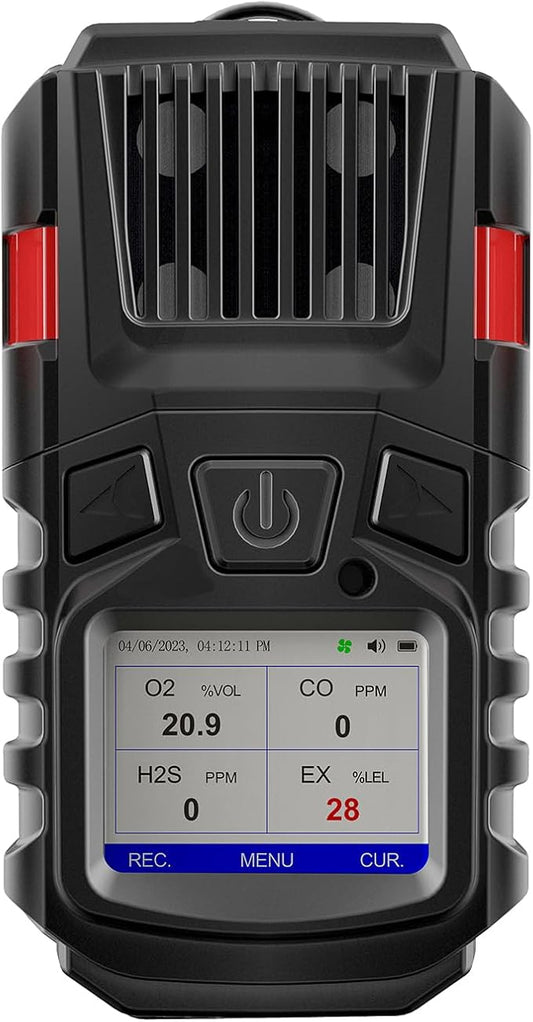 4 Gas Monitor Multi Gas Detector EX O2 H2S Monitor Clip on, 3000mAh by Forsensal