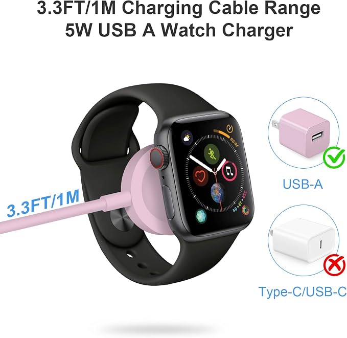 Fast Charger for Apple Watch Charger, Magnetic iWatch Charger to USB A Cable - Image 2