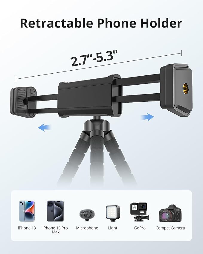 UBeesize Flexible Mini Phone Tripod, Portable and Adjustable Camera Stand Holder - Image 5