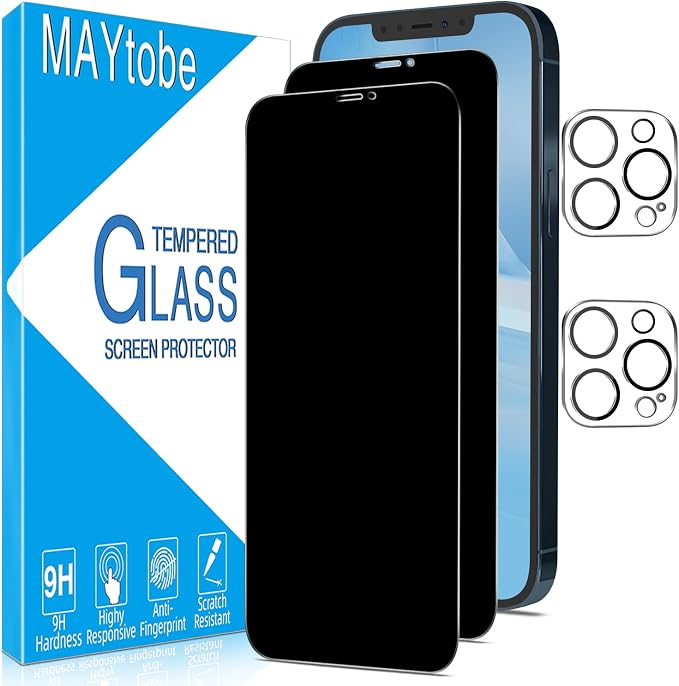 MAYtobe [2+2 Pack Designed for iPhone 12 Pro Max Privacy Screen Protector by MAYtobe
