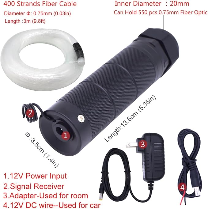Starlight Headliner Kit 400 Strands 0.03in 9.8ft Fiber Optic Light Car Ceiling - Image 6