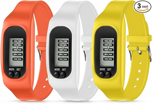 Silicone Fitness Tracker Watch 3 Pcs Walking Running Pedometer Calorie Burning by Kenning