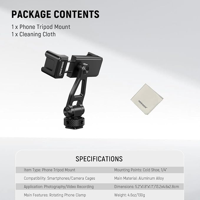NEEWER Adjustable Phone Tripod Mount - Image 8