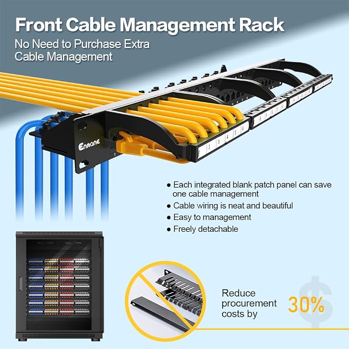 24 Port Patch Panel CAT6 1U 19" Rackmount RJ45 Patch Panel Punch Down Network - Image 2