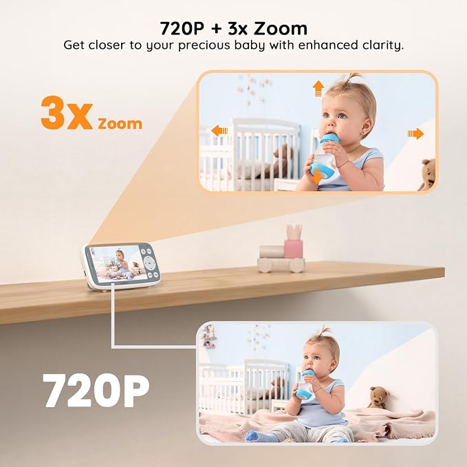 BOIFUN 2026 No WiFi Baby Monitor 4'' 720P Screen - Image 4