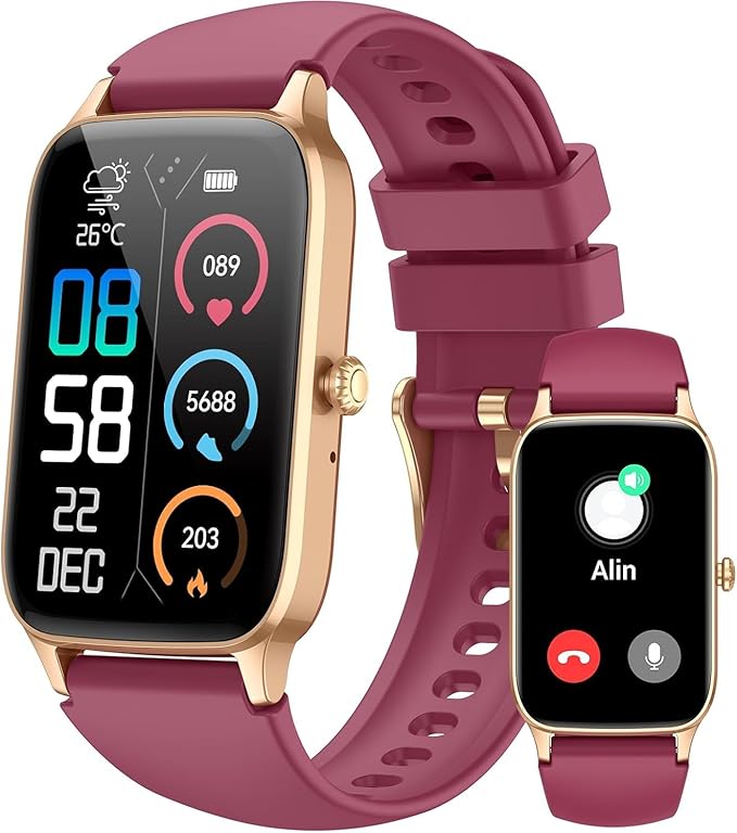 Jugeman Smart Watch for Men Women, 1.57" Smartwatch, Fitness Tracker Red by Jugeman