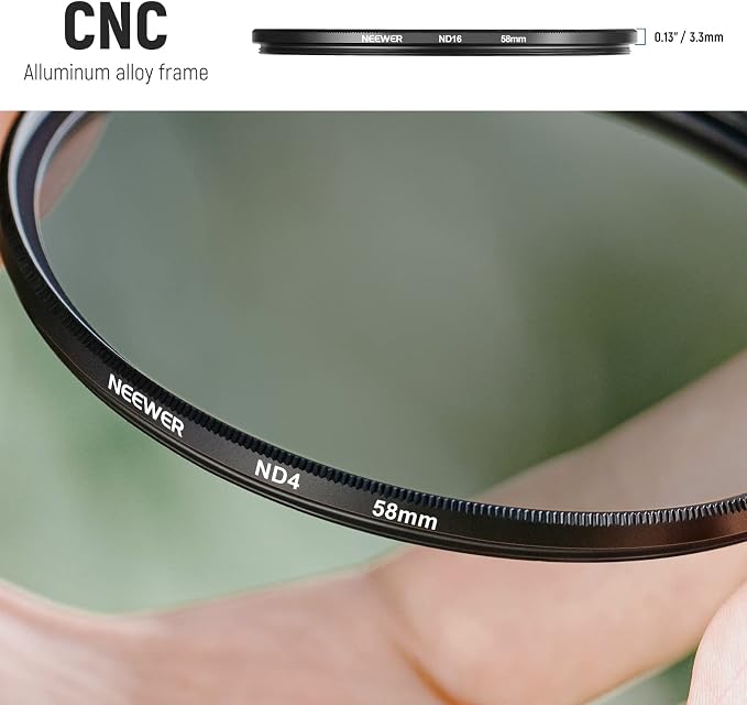 NEEWER Fixed ND Filter Kit 58mm ND2 ND4 ND8 ND16 Neutral Density Filter and - Image 5