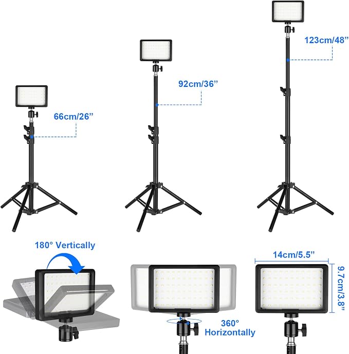 LED Photo Video Light 2-Pack, Ci-Fotto Dimmable 5600K USB LED Continuous Light - Image 5