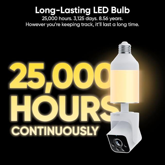 WYZE Bulb Cam Security Camera, 2K HD Outdoor Light Bulb Camera, Color Night - Image 2